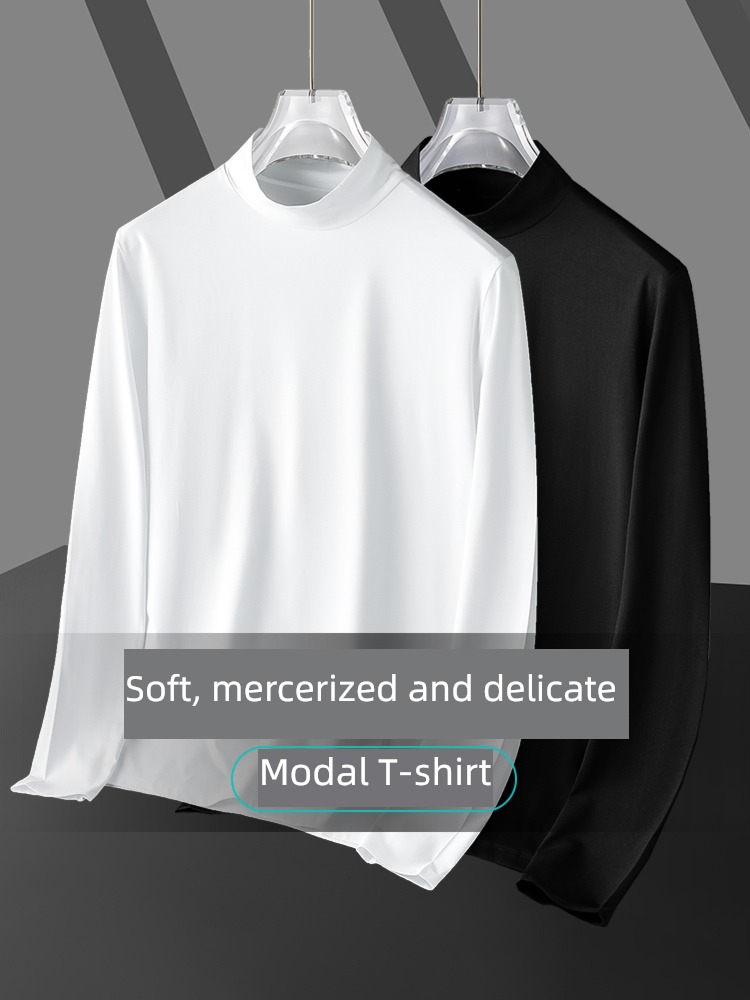 modal  man Inner lap Middle collar autumn Long sleeve T-shirt