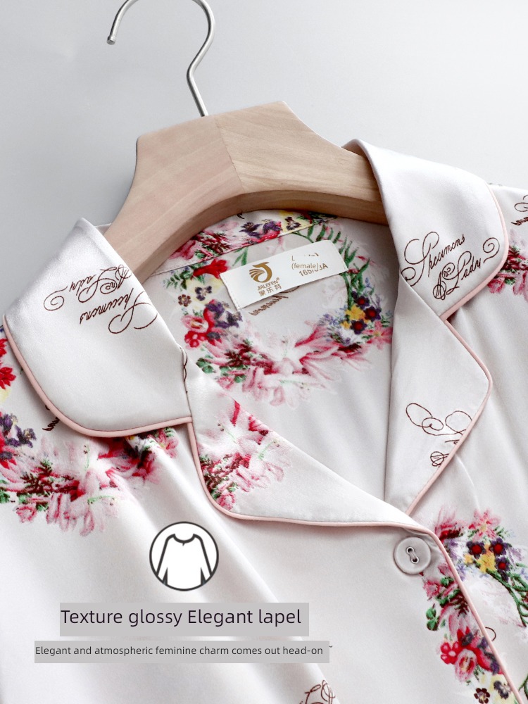 ma'am silk Short sleeve trousers simulation suit pajamas