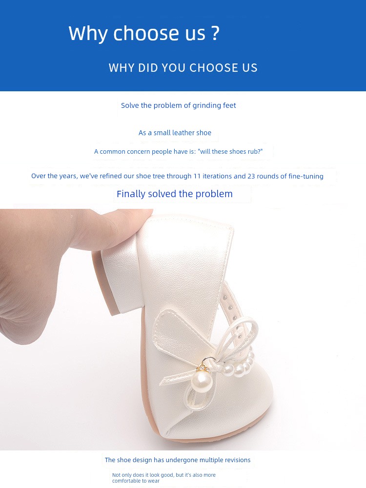 Princess Shoes for Girls with Small High Heels to Match Dresses 2026 New Soft-Soled Summer White Soft Shoes for Little Girls Summer Leather Shoes — 6