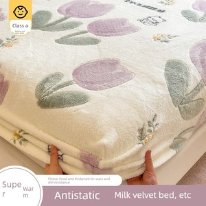 2026 New Winter Fleece Fitted Sheet Single Piece Coral Milk Velvet Mattress Protector Full Wrap Bed Sheet