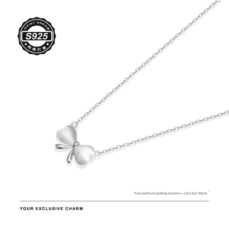 fashion 925 Sterling Silver Necklace female ins Pendant a cat 's-eye