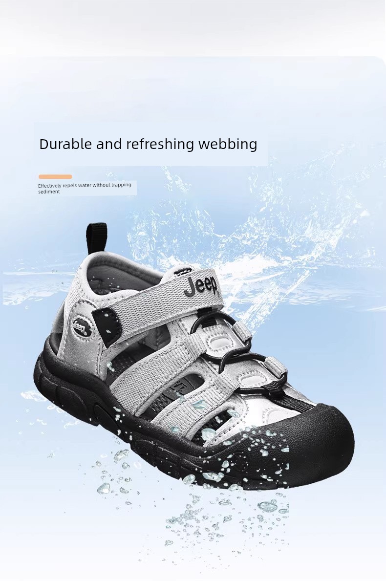 Jeep Boys' Sandals Closed-Toe Water Shoes Summer 2026 New Non-Slip Outdoor Beach Shoes Water-Resistant Children's Shoes — 12