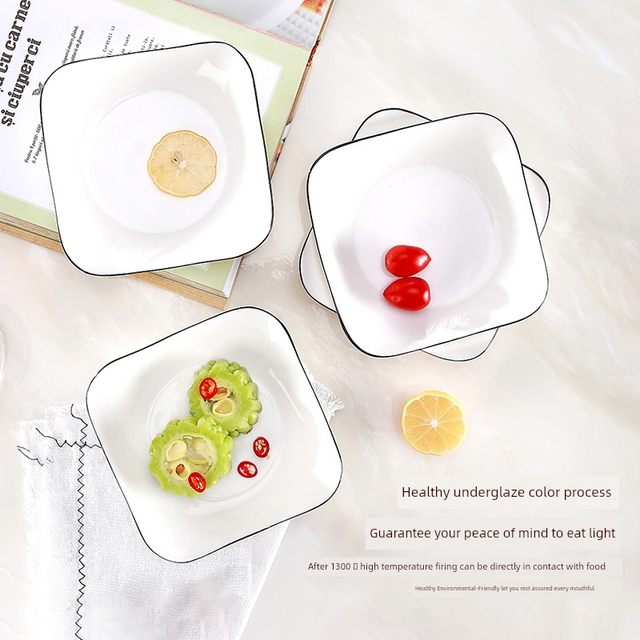 6-pack of round plate ceramic dish creative household plate simple Japanese dish round plate breakfast plate set