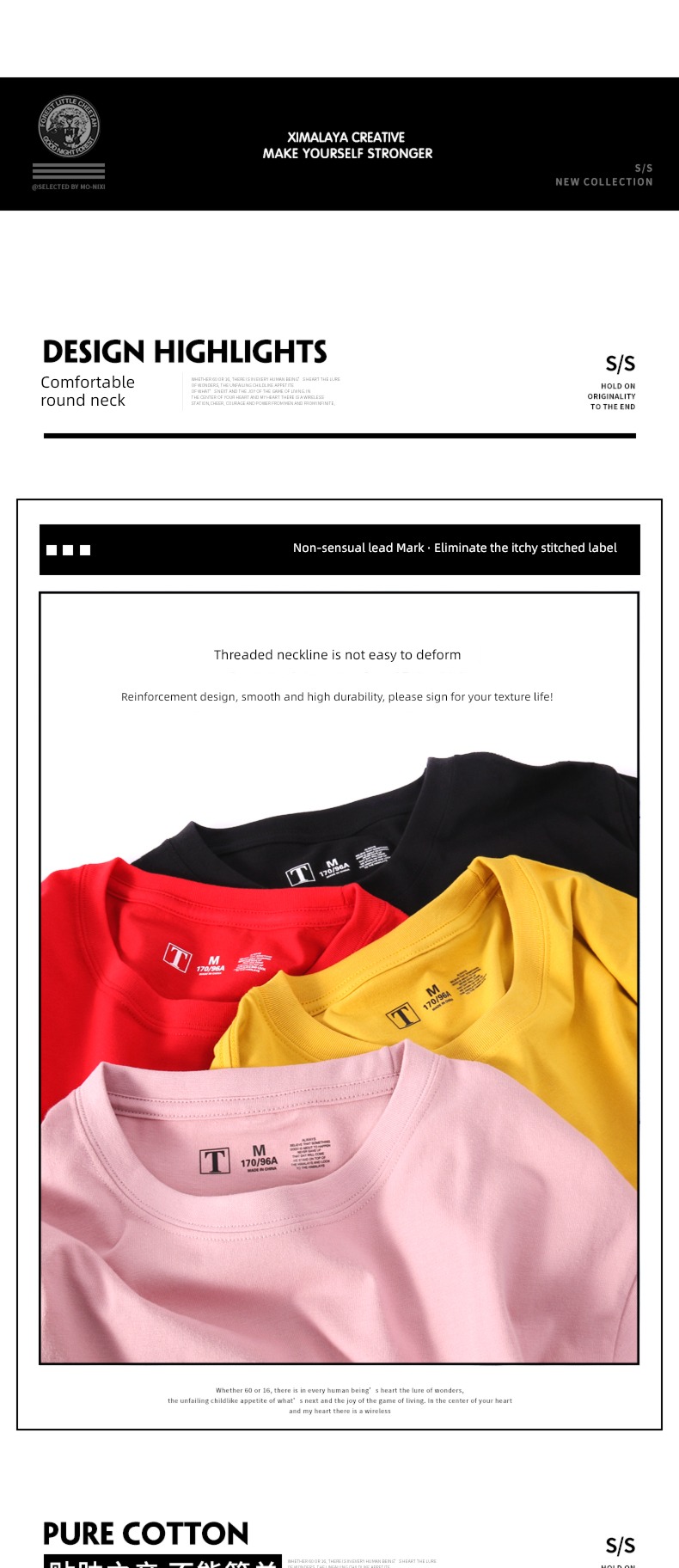 ma'am pure cotton ins black Minority Big size Half sleeve T-shirt