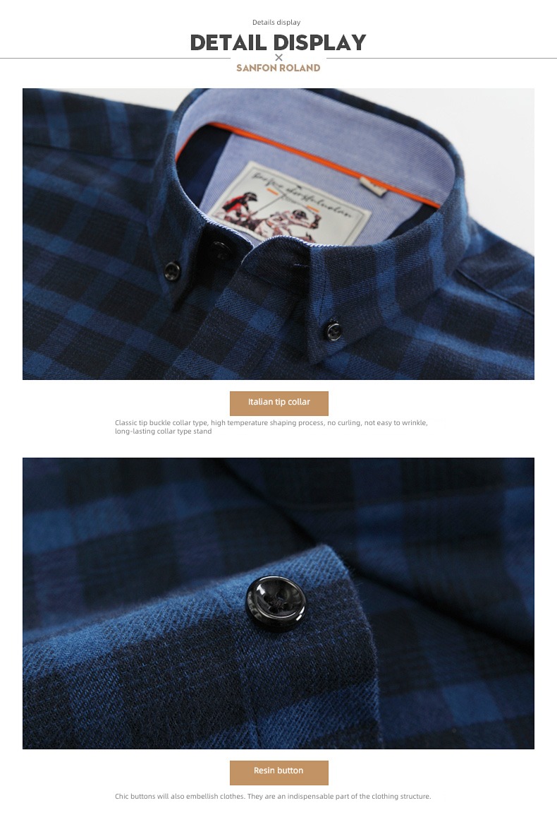 Broken code Clearance Sanding Long sleeve leisure time lattice shirt