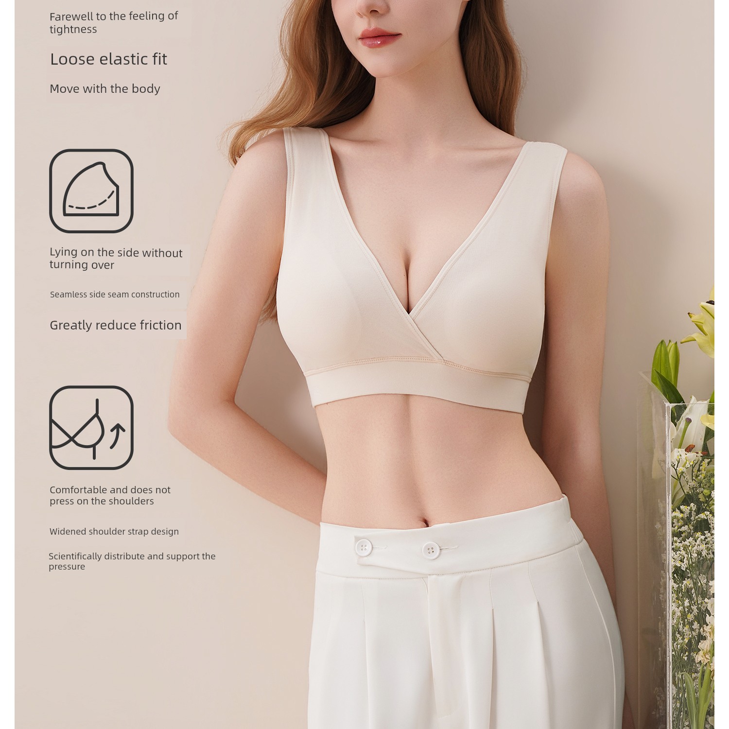 Pure Cotton Nursing Bra, Sleep-Friendly Maternity Bra, Vest-Style Postpartum Breastfeeding Bra, Suitable for Sleeping, Anti-Sagging, Thin Style — 15
