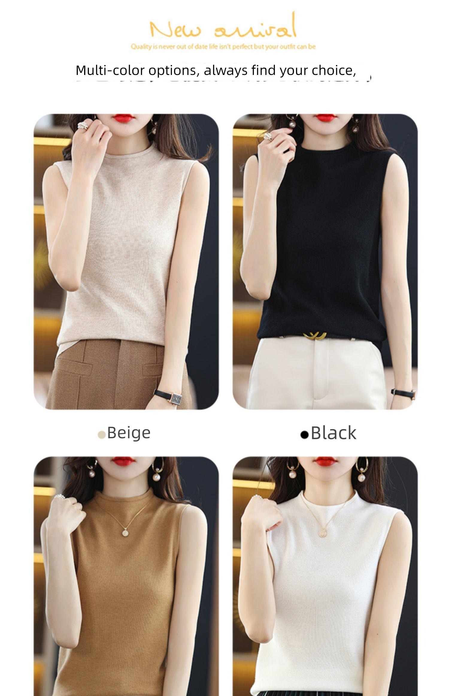 Half high collar wool Condom spring Sleeveless camisole vest
