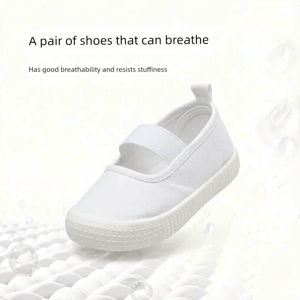Kindergarten Indoor Shoes for Boys, Lightweight Canvas Shoes, Non-Slip Toddler Shoes, White Shoes for Entering School, 2026 New Model — 3