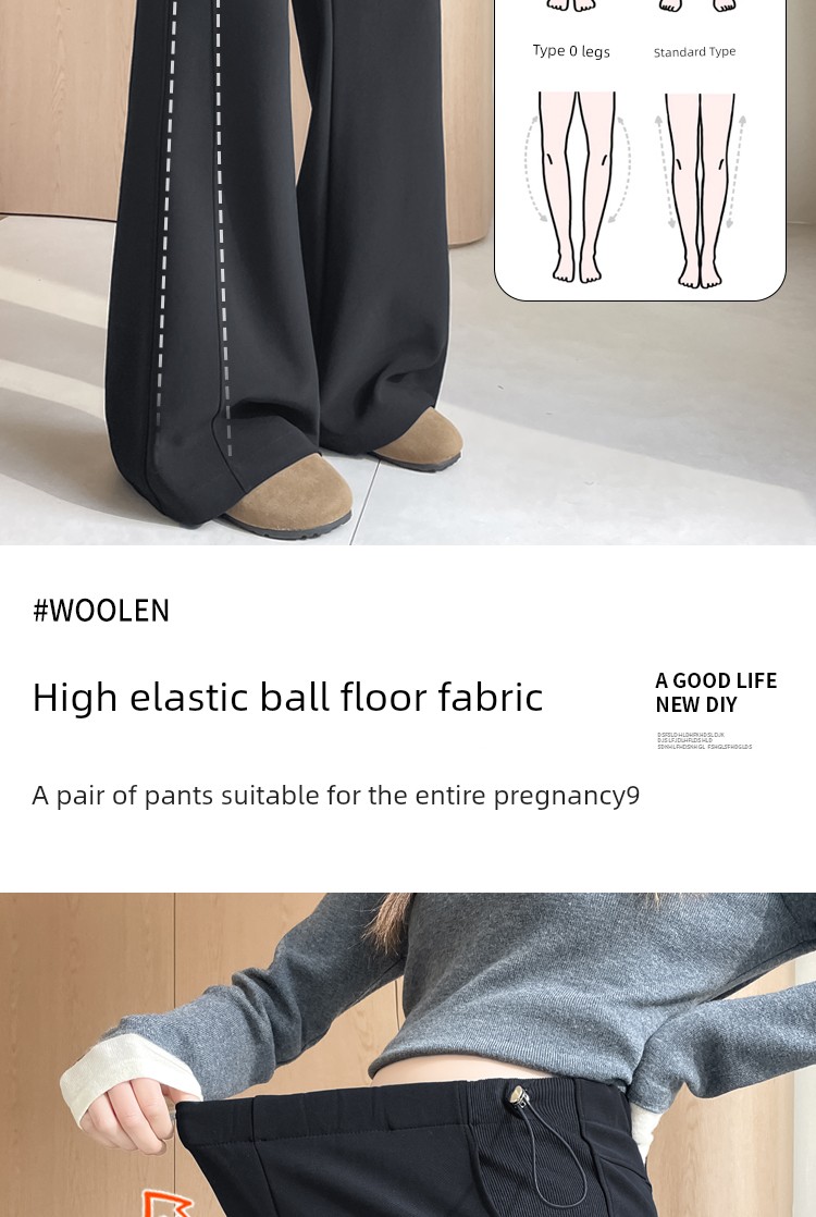 Maternity Pants for Autumn and Spring, Thin Style for Outerwear, Non-Tight on the Belly, Petite Size, Suit-Style Flared Pants, Narrow Version, Slightly — 11