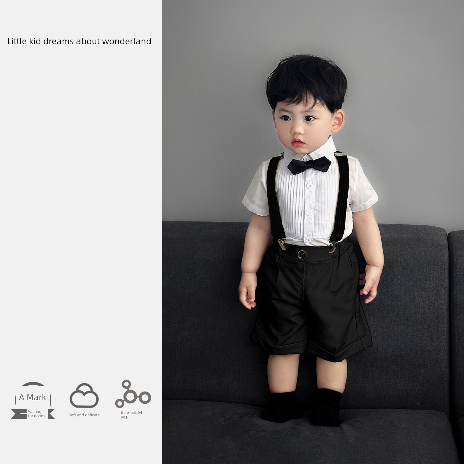 Baby Boy's One-Year-Old Formal Suit Set, Summer Boys' Stylish Suit, Children's Suspenders Two-Piece Set, Flower Boy Host Outfit — 1