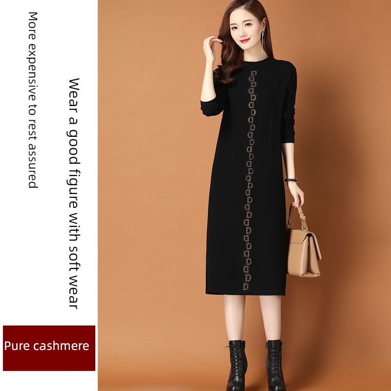 ma'am Autumn and winter thickening longuette knitting cardigan