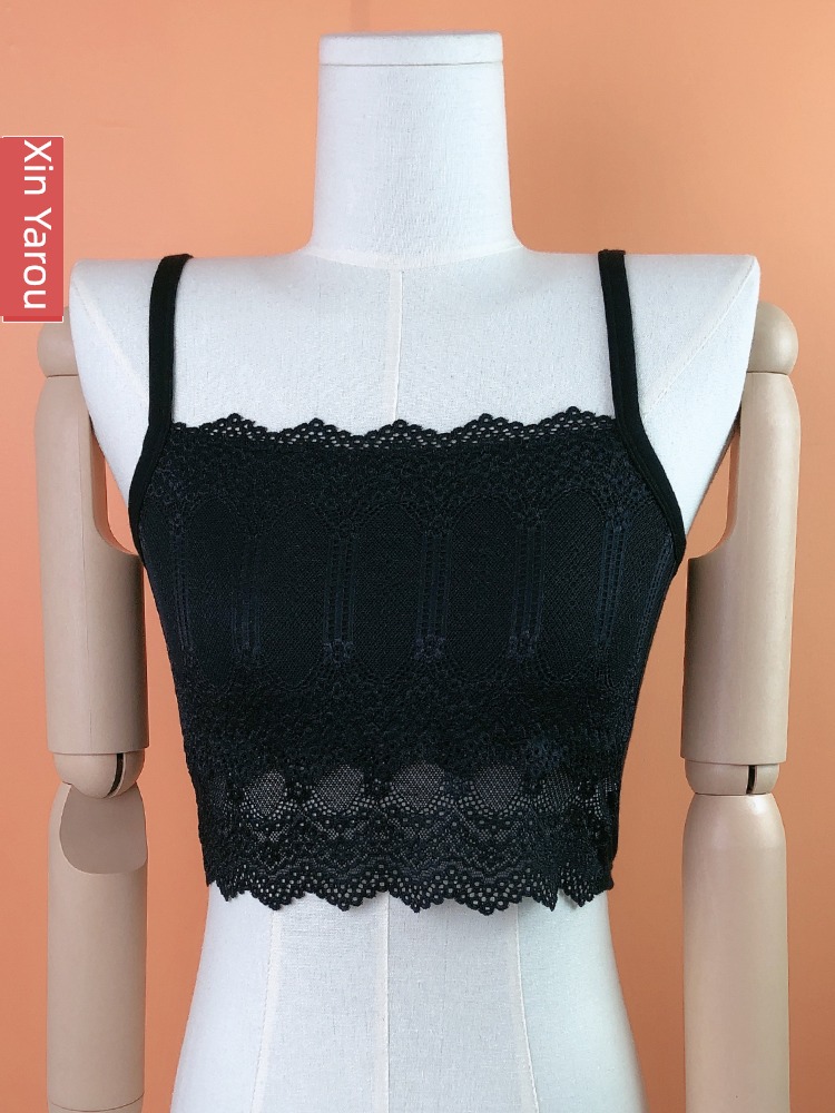 Beautiful back Light proof Lace white camisole Thin money undergarment covering the chest and abdomen
