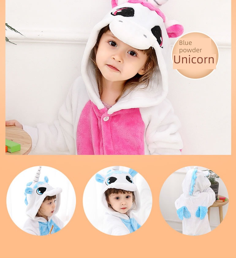 children Conjoined pajamas animal child Flannel Cartoon