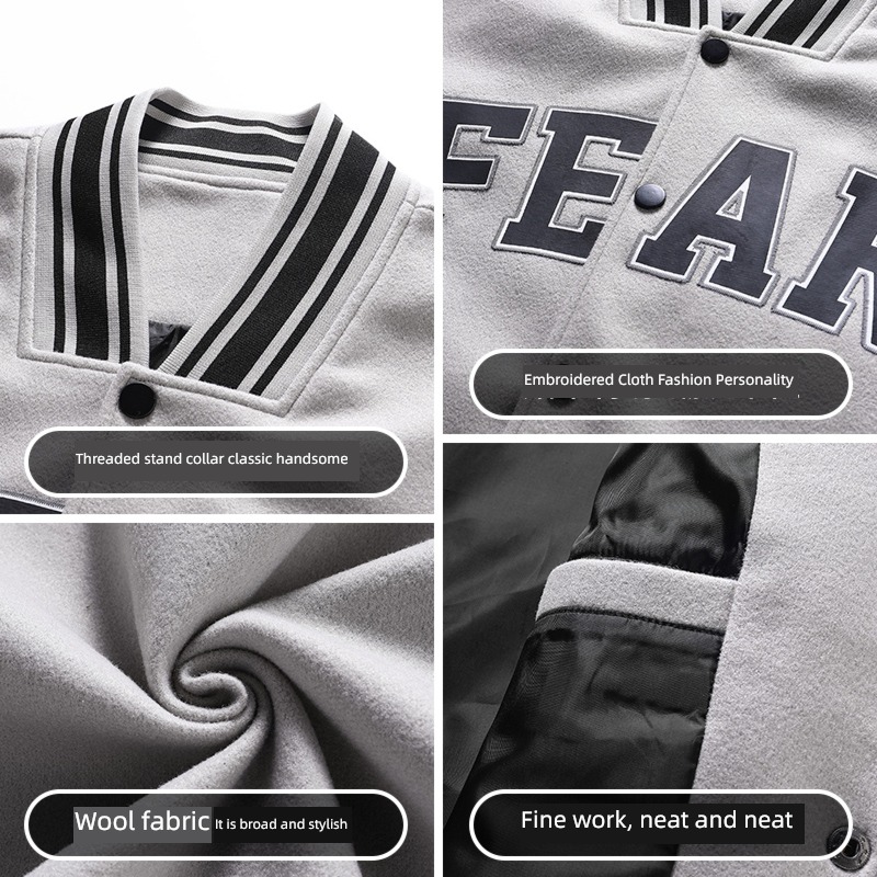 autumn easy Color matching stripe Wool Jacket mlb