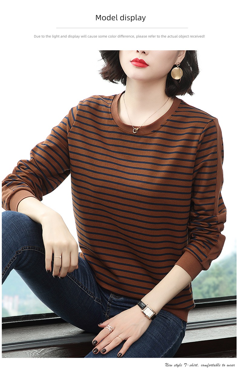 ma'am stripe autumn fashion Undershirt Long sleeve T-shirt