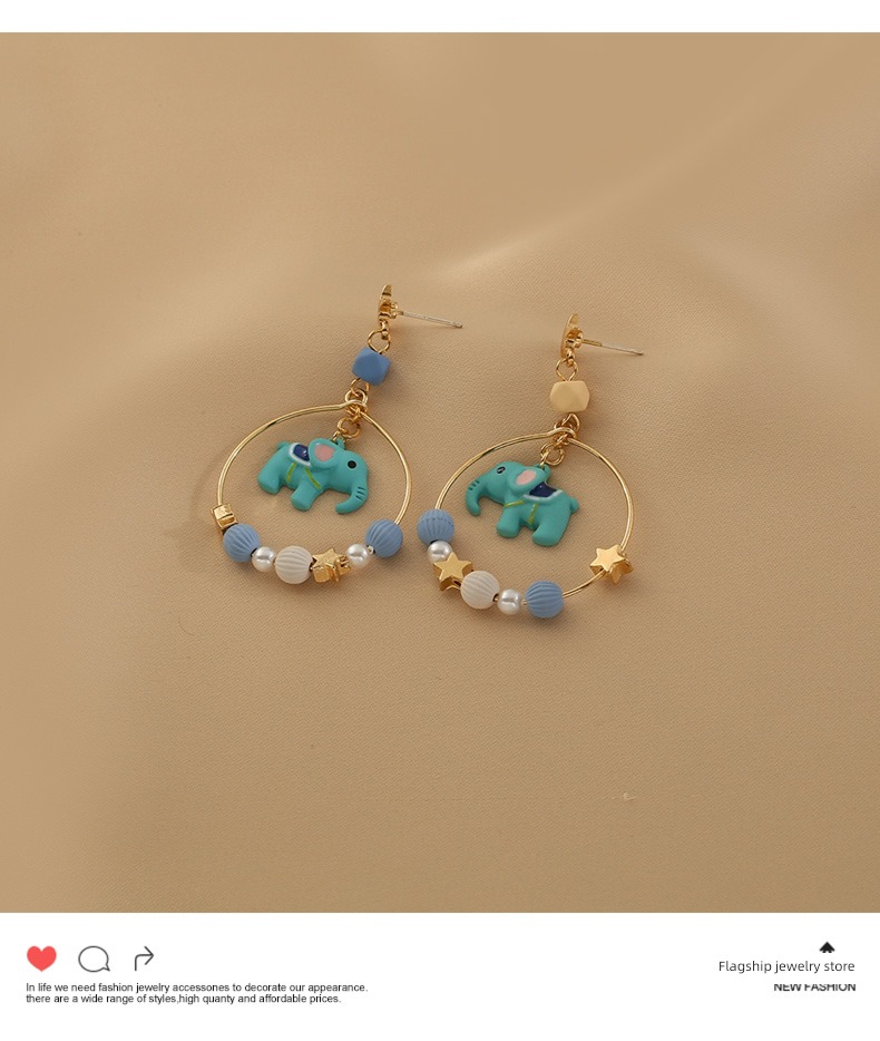 Flower trace Little elephant girl lovely Sweet Original design Earrings