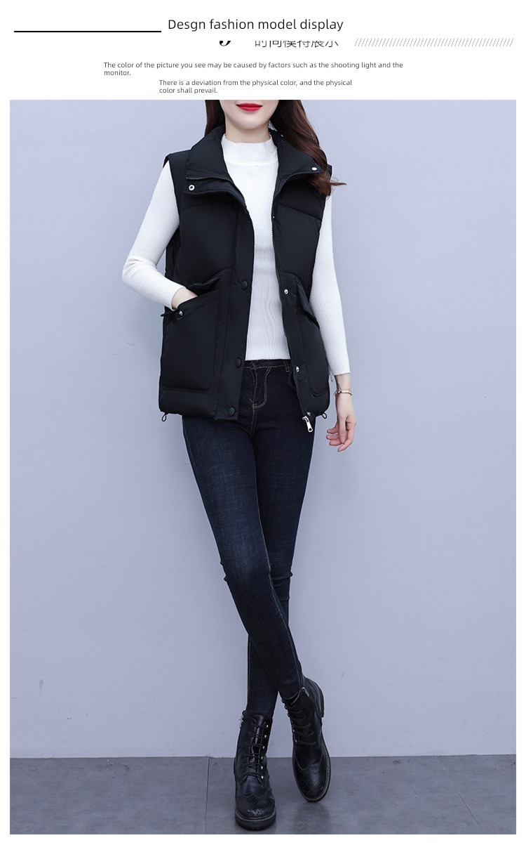 stand collar fashionable Sleeveless waistcoat have cash less than that is registered in the accounts Down cotton Vest