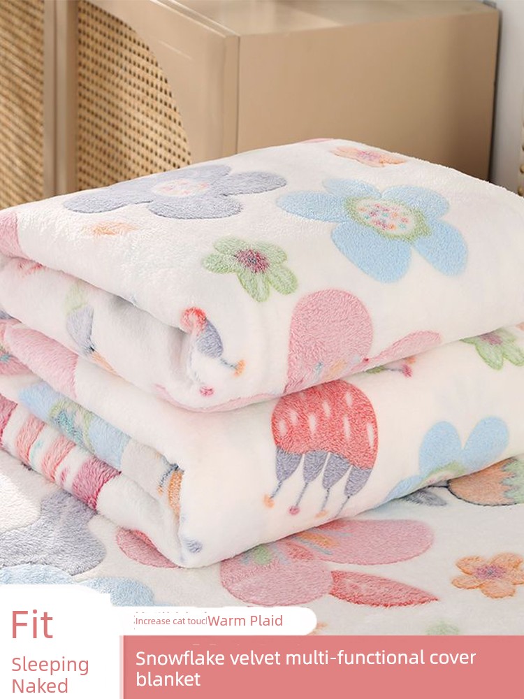 Milk Velvet Blanket Winter Nap Office Shawl Thin Air Conditioning Blanket Coral Velvet Sofa Small Quilt for Bed