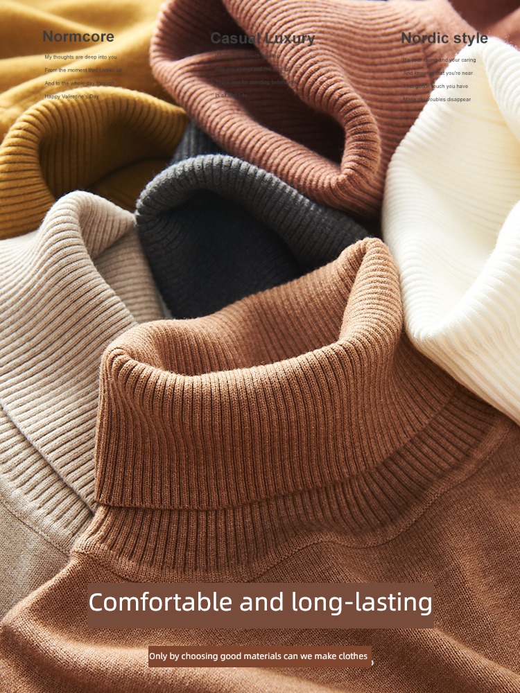Inner lap leisure time business affairs Self-cultivation white High collar sweater
