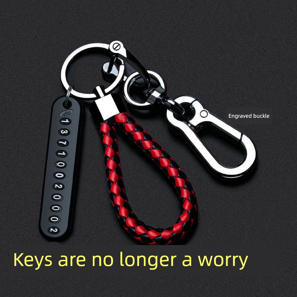 Car Keychain Number Plate Braided Rope Anti-Lost Phone DIY Pendant for Men and Women Figure-Eight Key Chain for Home Use