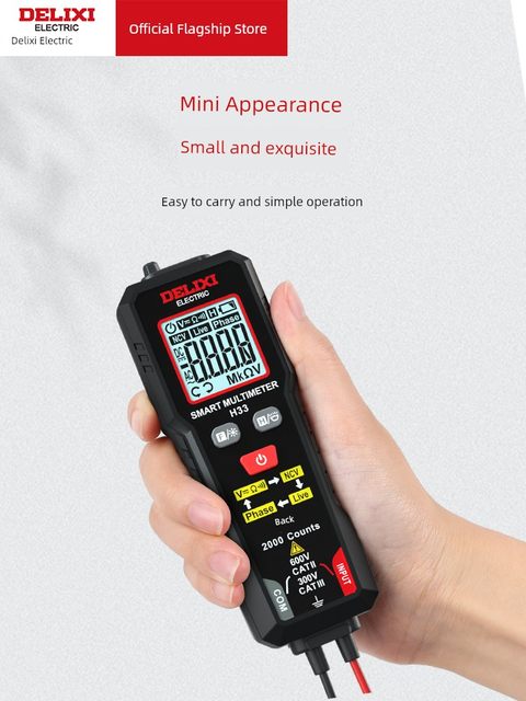 Delixi Electric Mini Multimeter Intelligent Anti-Fire NCV Measurement Upgraded Automatic Range Meter Pen Phase Sequence Detection