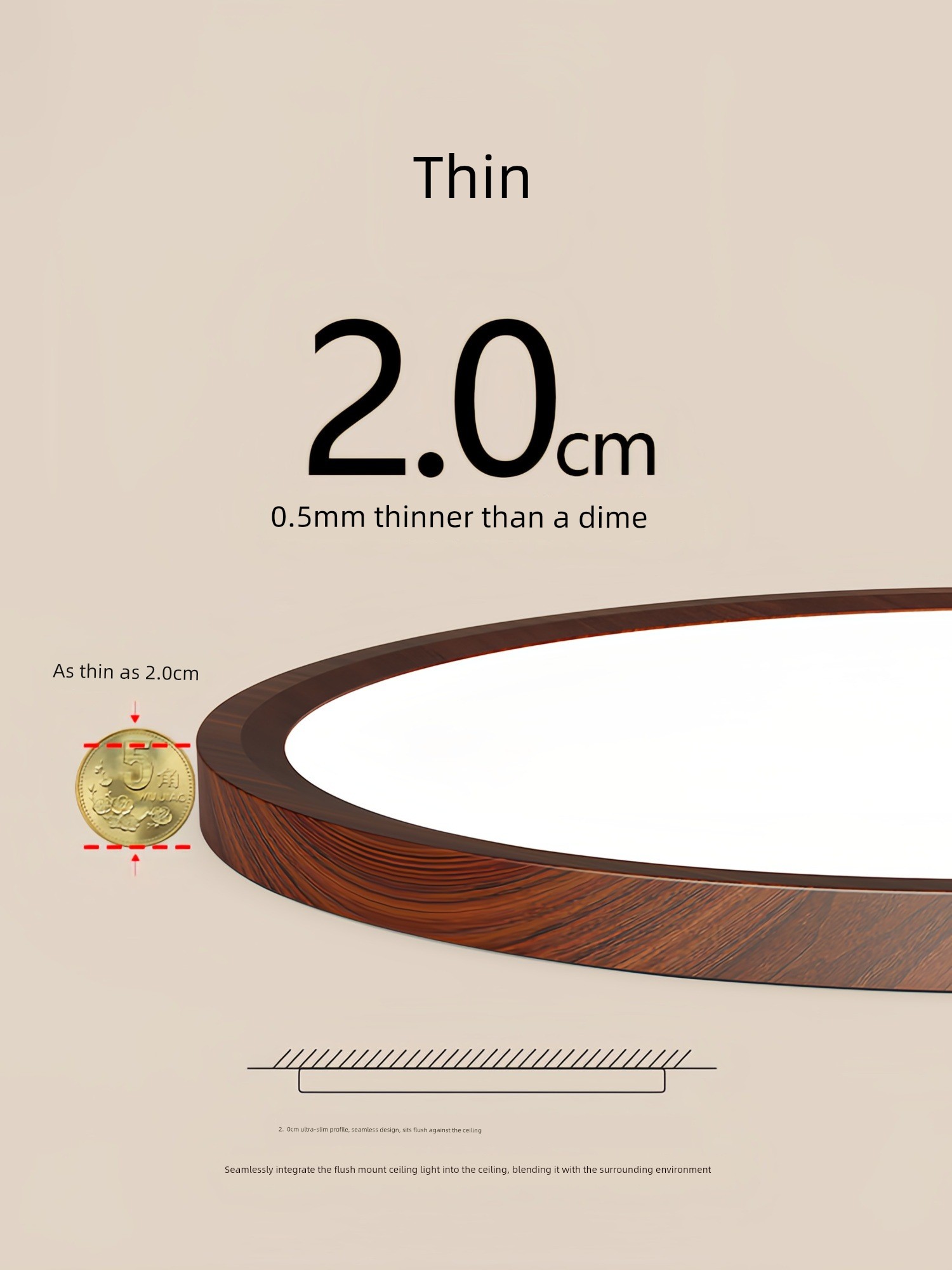Bedroom Ceiling Lamp Japanese Style Ultra-Thin Normcore Walnut Color Chinese Ancient Book Room Corridor Aisle Lamps