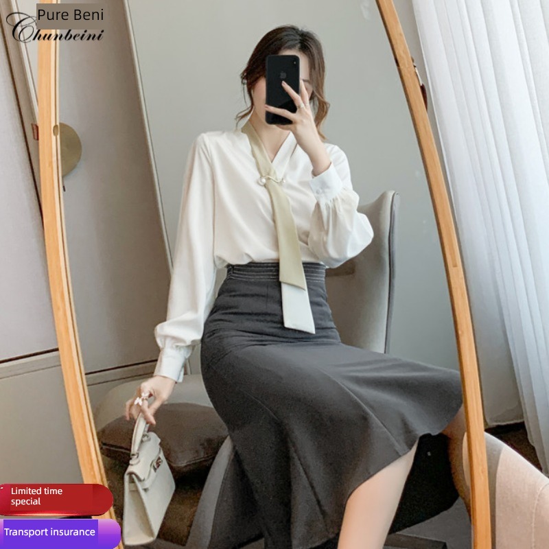 Early autumn jacket Advanced sense French Chiffon shirt