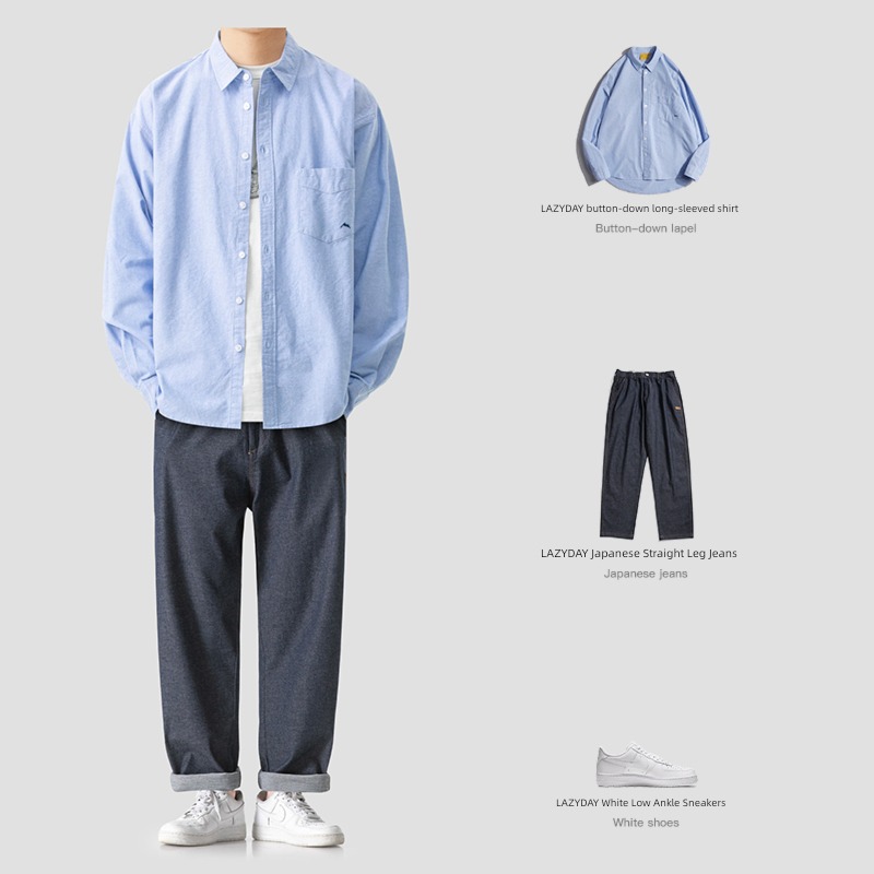 LAZY   DAY original men's wear Retro Lapel shirt