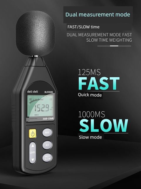 Deli noise meter detection decibel instrument noise tester sound instrument sound level meter measuring instrument volume measurement household use