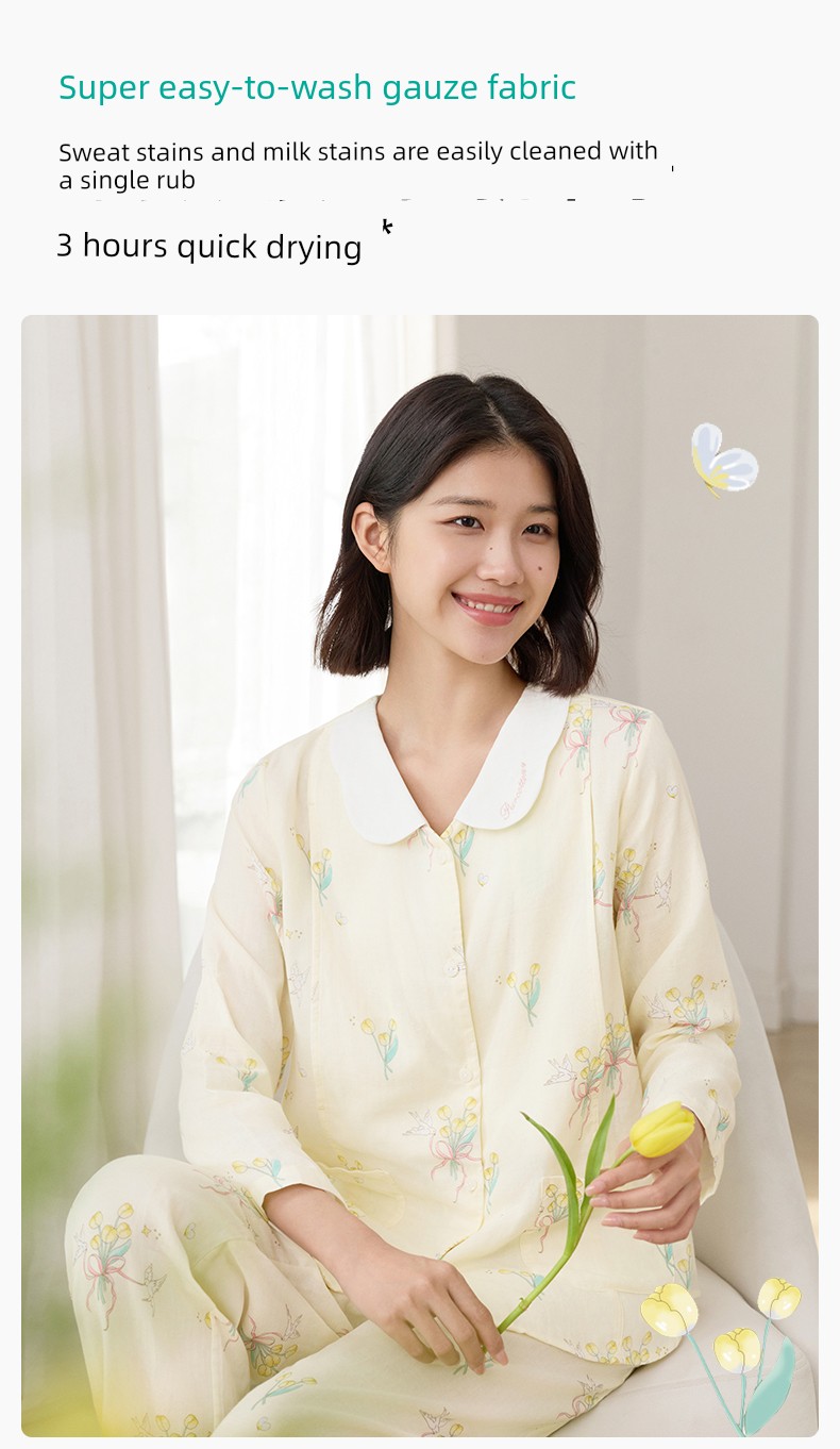 [New Product] Cotton Era Maternity Gauze Home Clothes Pure Cotton Comfortable Nursing and Postpartum Pajamas for Women — 17