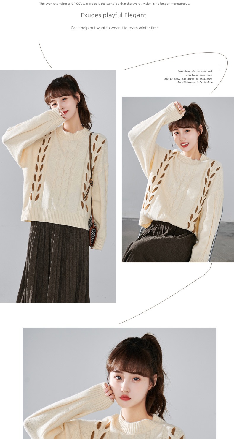 Pachachi fashion girl jacquard weave Color contrast sweater Condom