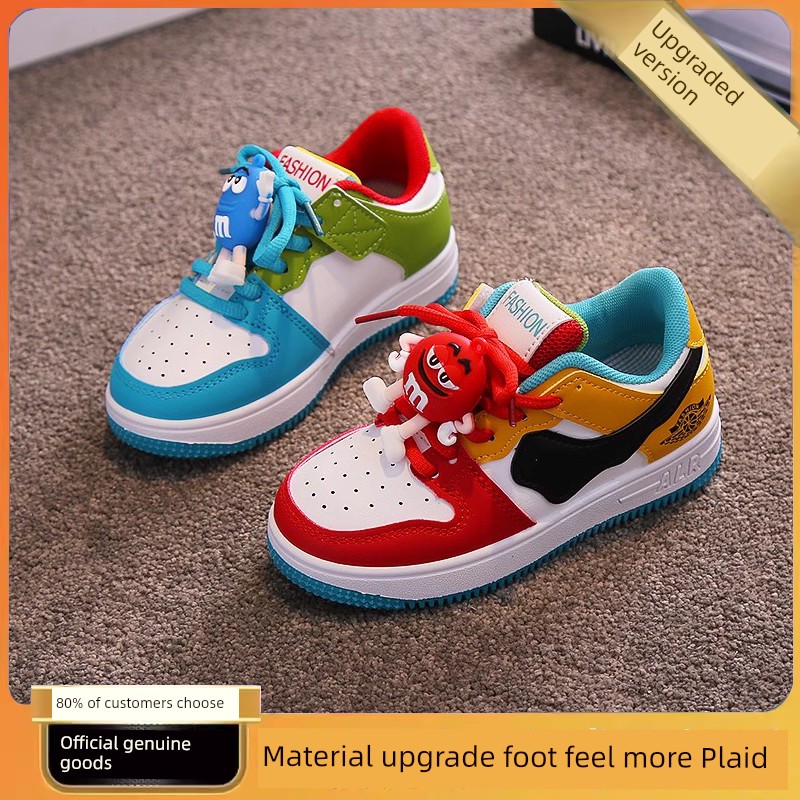 Abc Girls' M&M Sneakers Genuine Leather Children's Shoes 2026 Spring and Autumn Models Boys' High-Top Sports Shoes Elementary School Students' Sneakers — 3