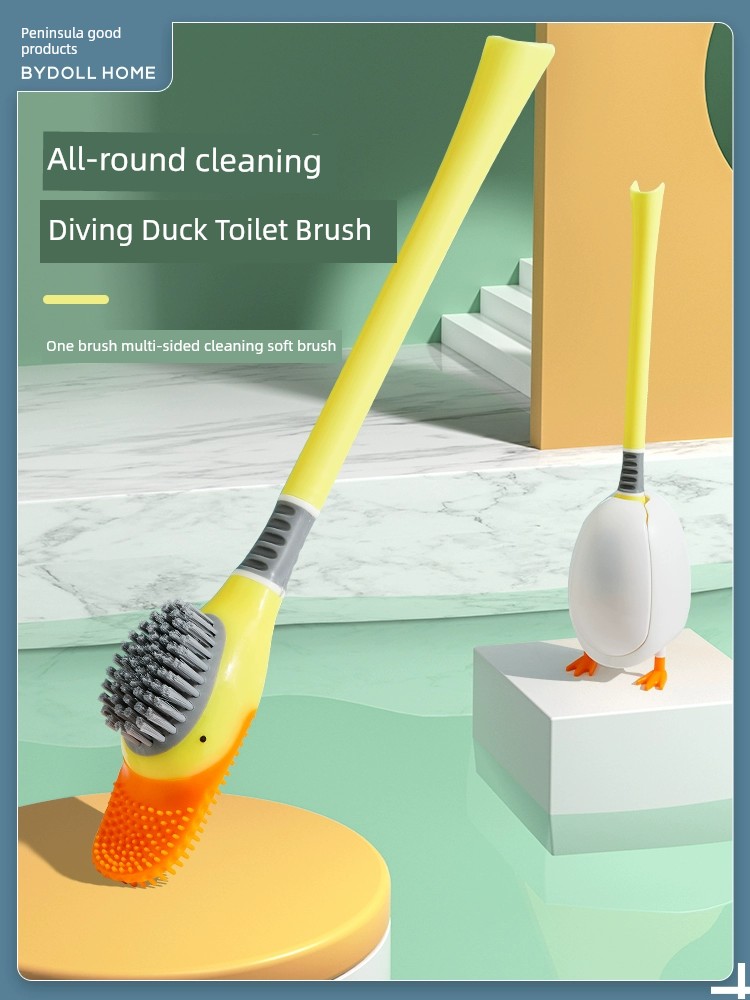 Small Yellow Duck Dedicated Toilet Wall Hanging Silicone Toilet Brush