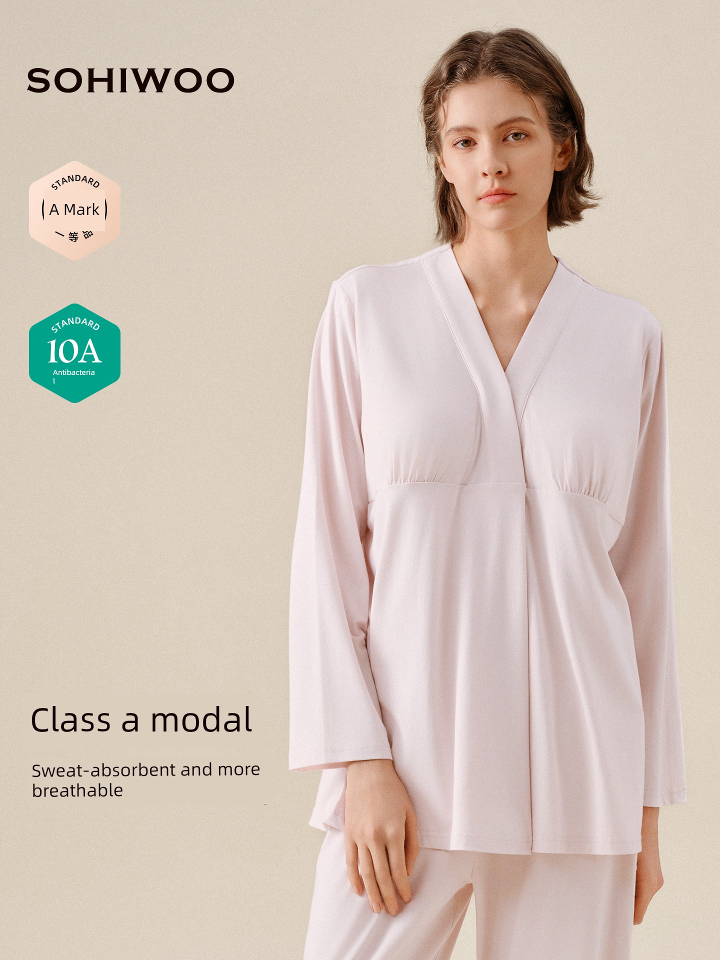 Sohiwoo Modal Maternity Pajamas, Four-Season Sweat-Absorbent Nursing Pajamas, Maternity Loungewear