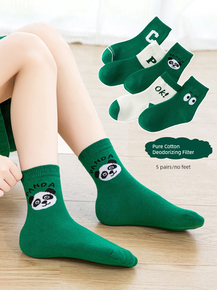 Pure Cotton Spring and Autumn Girl Deodorizing Filter Children's Socks