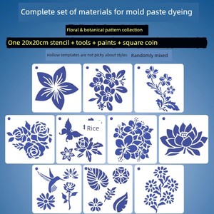 Stencil Pattern for Hand-Dyeing and Printing, DIY Tie-Dye Painting, Indigo Dyeing Tools and Materials Kit