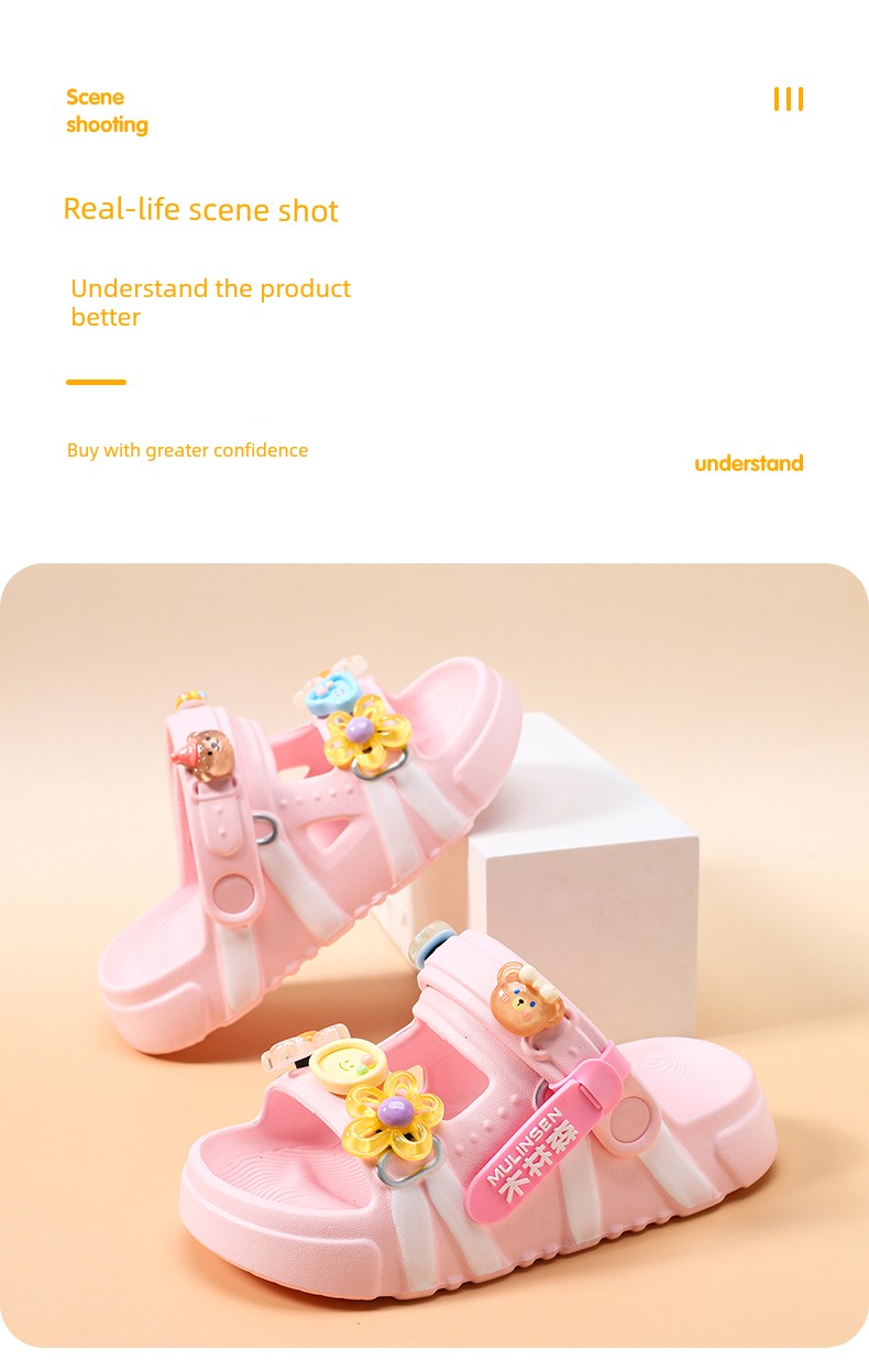 Mulinsen Girls' Sandals 2026 New Summer Children's Slippers for Older Kids, Suitable for Water, Non-Slip Girls' Sandals — 5