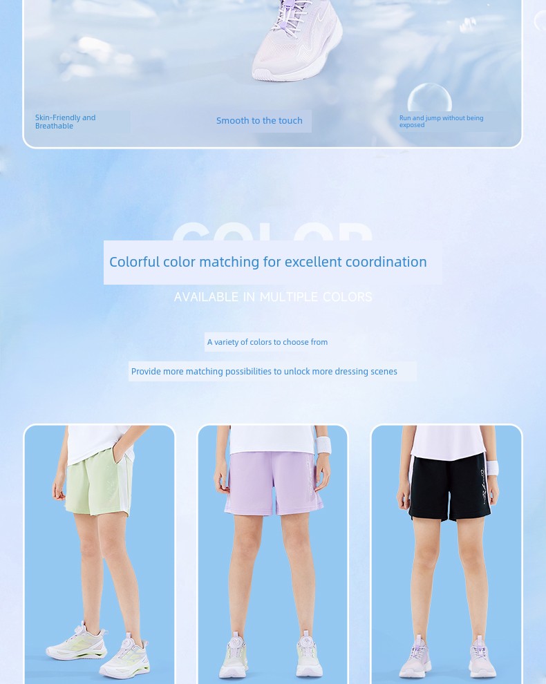 361 Children's Clothing Girls' Shorts 2026 Summer Big Kids Knitted Five-Point Shorts Sports Pants Breathable Pants — 3