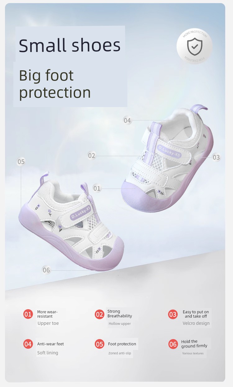 Jq Jingqi Baby Sandals Summer New Style Non-Slip Soft-Soled Baby Shoes for Boys and Girls with Hollow Mesh Breathable Functional Shoes — 17