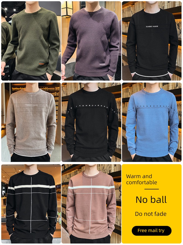 Chaopai thickening Round neck ins easy Undershirt sweater