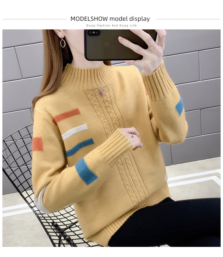 Plush thickening Half high collar sweater Hot money Undershirt