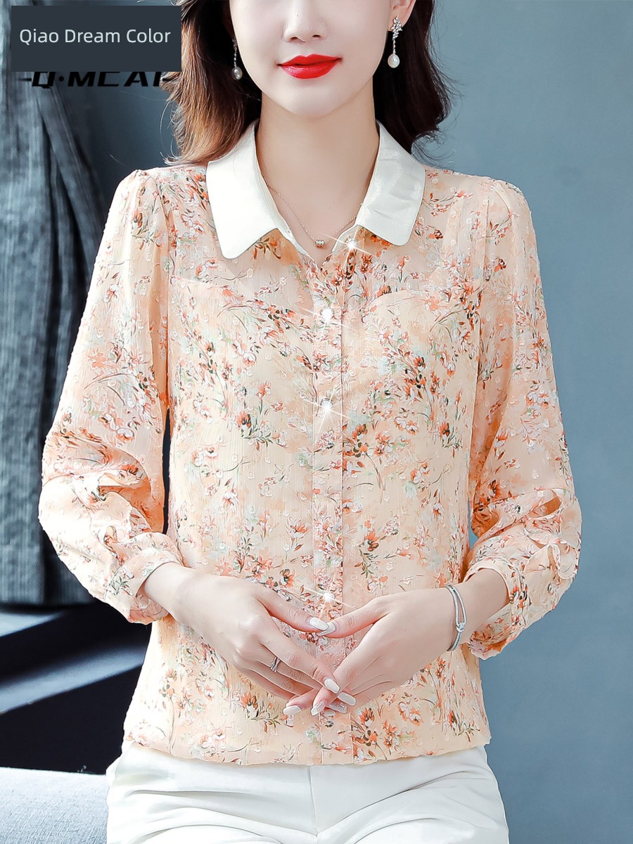 Broken flower jacket Advanced sense unique Well done! Chiffon shirt