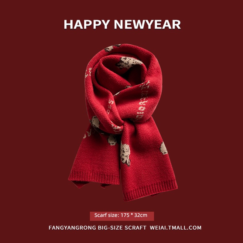 gules new year female winter Wool Versatile thickening scarf