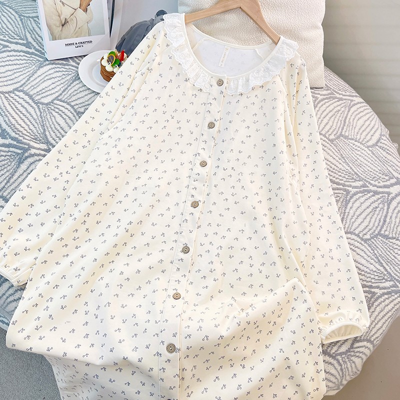 Spring and Autumn Pure Cotton Maternity Dress with Chest Pads, Hospital Delivery Gown, Maternity Sleepwear, Nursing Dress for Pre and Postpartum — 3