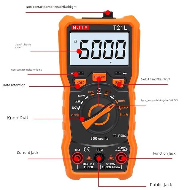 Tianyu T21L high-precision digital display multimeter manual range convenient multifunctional electrician universal meter