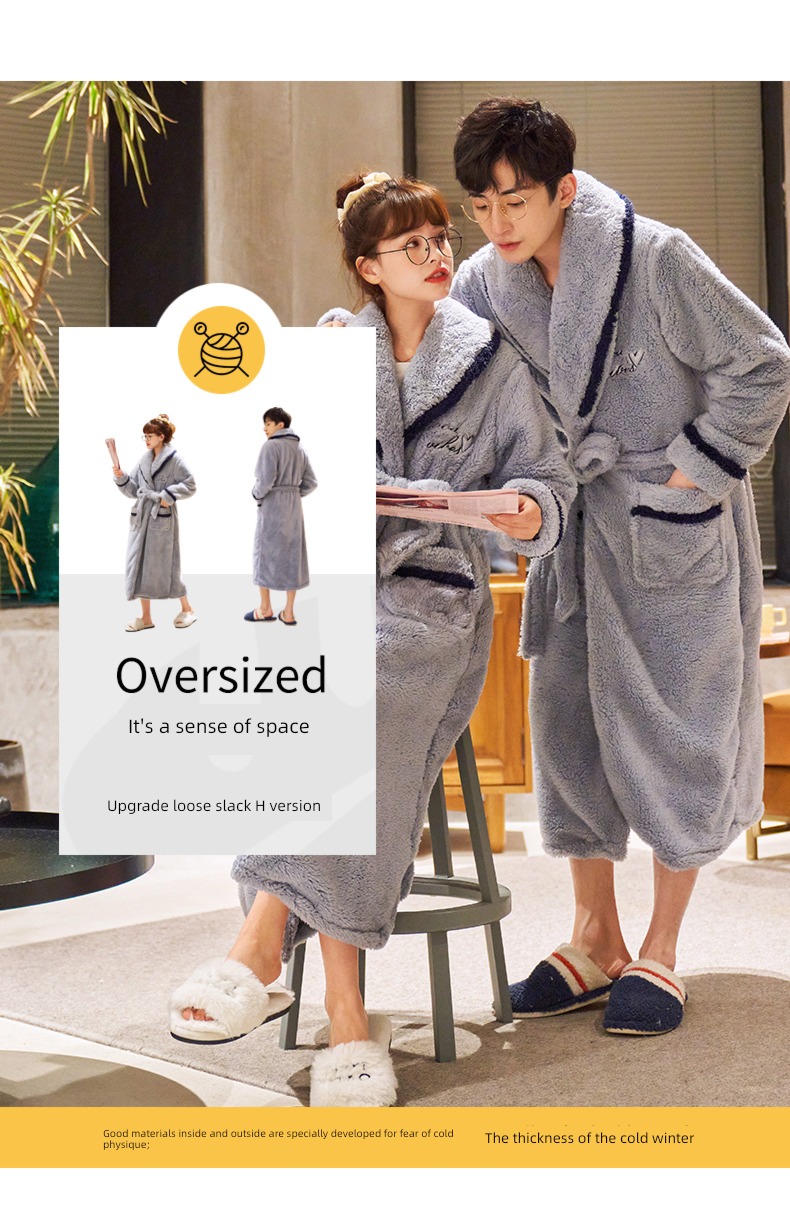 thickening Coral velvet Korean version Male and female lovers pajamas