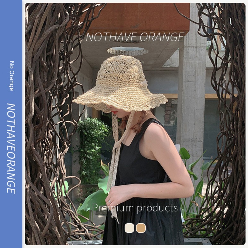 female French summer Seaside holiday Foldable Straw hat