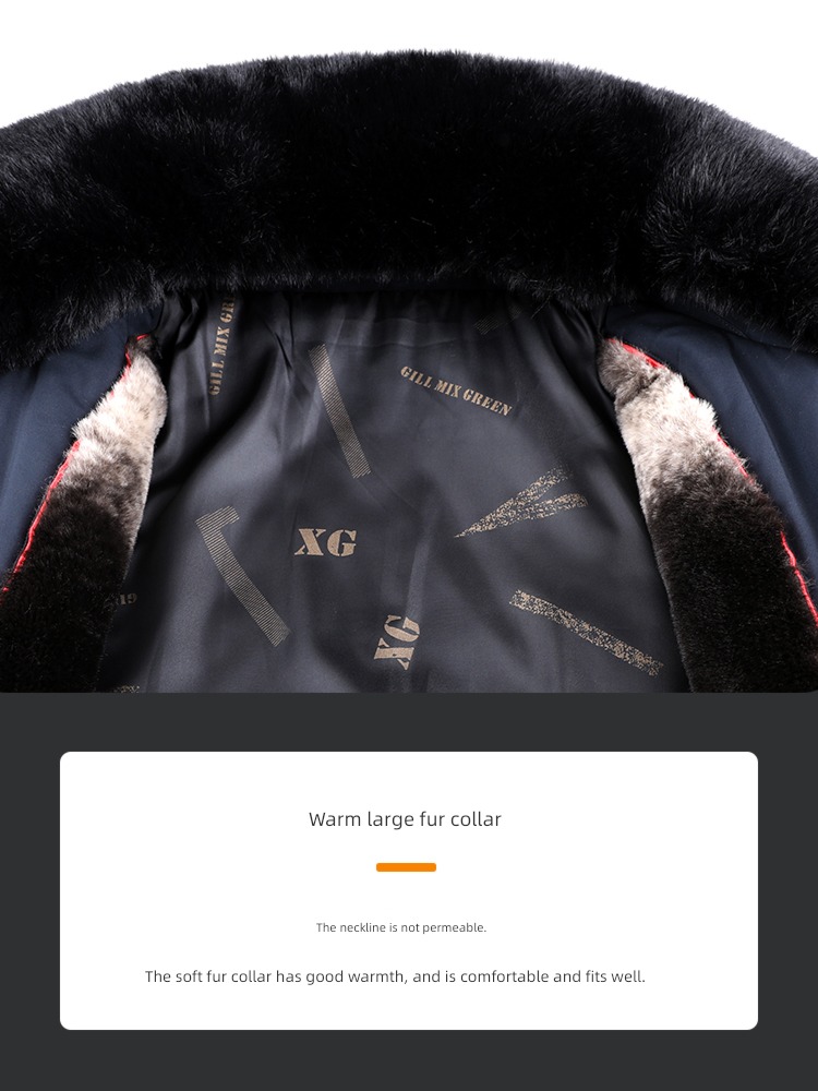 dad thickening easy Big size Fur collar grandpa cotton-padded clothes
