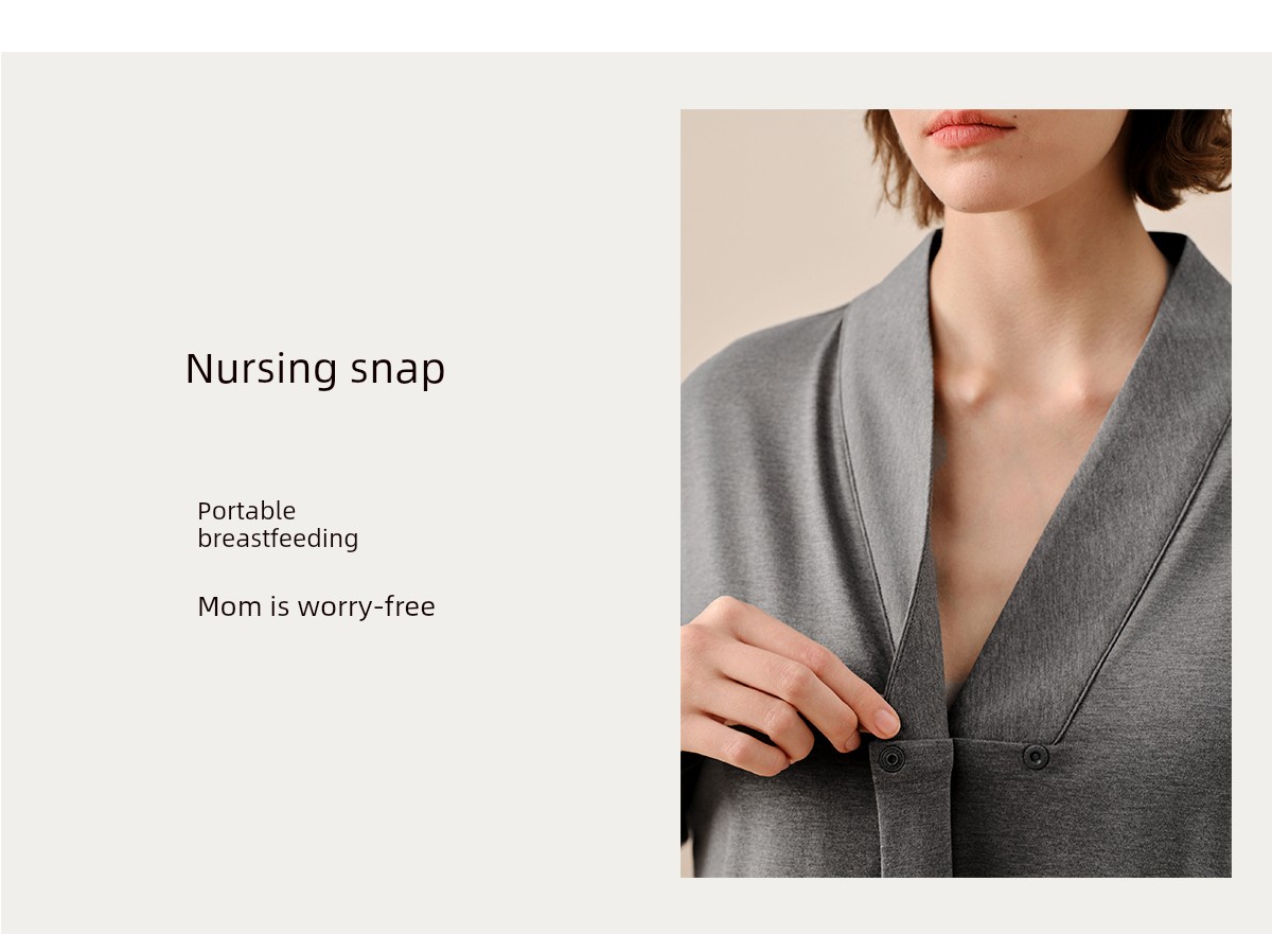 Sohiwoo Postpartum Clothing for Pregnant and Postpartum Women, Autumn Nursing Pajamas, Outerwear, Bamboo Cotton Sweat-Absorbent Home Wear Set — 60