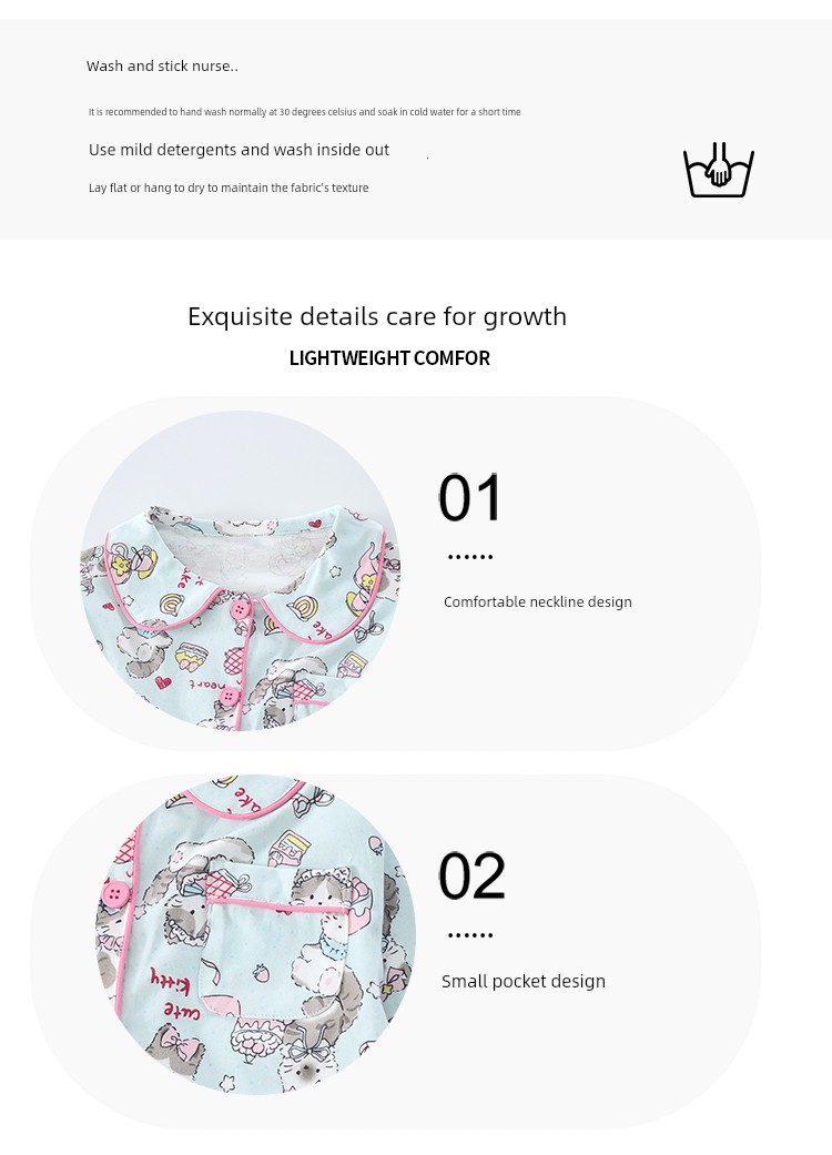 Girls' Pajama Set Spring and Autumn 2026 New Stylish Cartoon Home Wear for Children, Pure Cotton Long-Sleeve Trendy Outfit for Baby Girls — 6